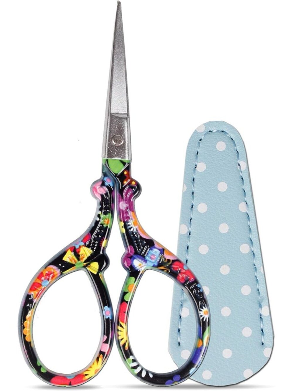3.6 inch Sharp Embroidery Scissors for Sewing with Premium Leather Sheath